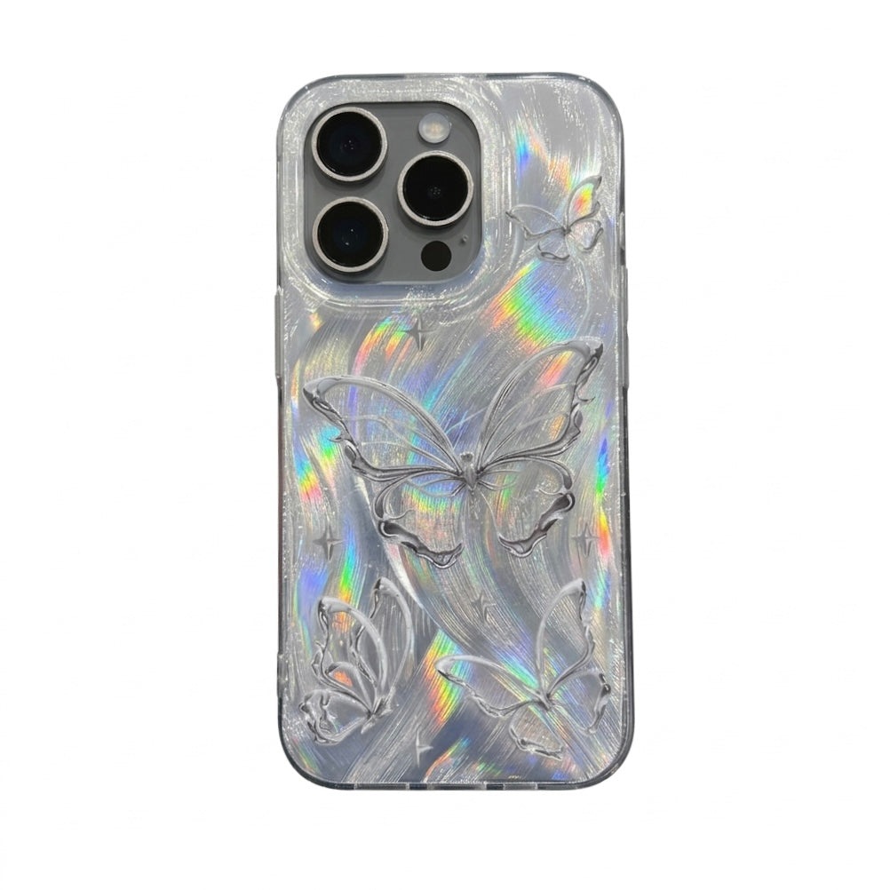 Silver butterfly phone case