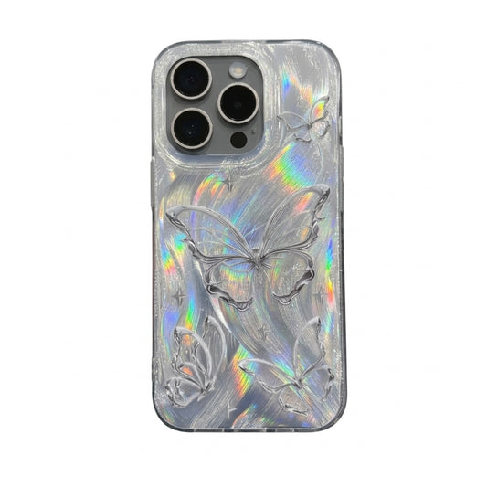 Silver butterfly phone case