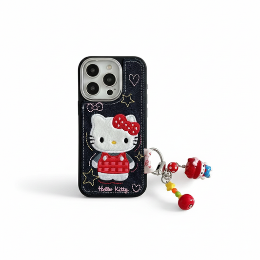 Embroidered Denim HK Phone Case