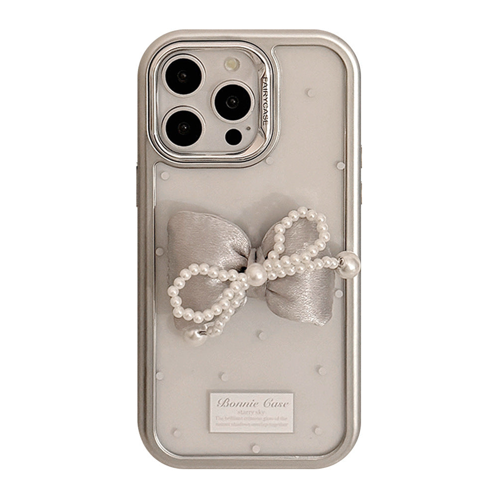 Bow and pearl detailed phone case
