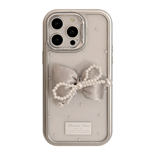 Bow and pearl detailed phone case