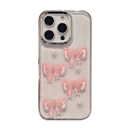 Pearl Pink Bow Glitter Phone Case